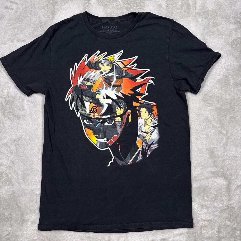 2007 Naruto Shippuden Collection Graphic T-Shirt Kids M Black Anime Tee Y2K VTG‎
